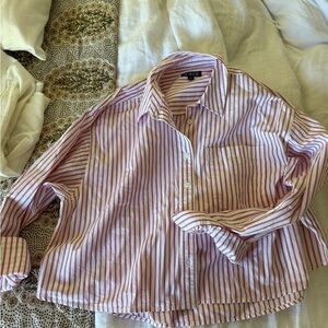 J. Crew Red and White Striped Button Down Shirt